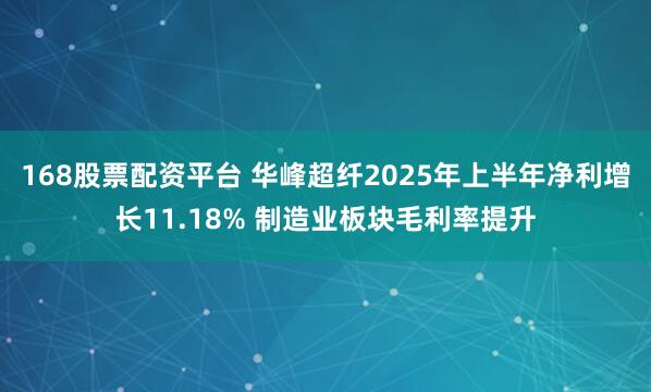 168股票配资平台 华峰超纤2025年上半年净利增长11.18% 制造业板块毛利率提升